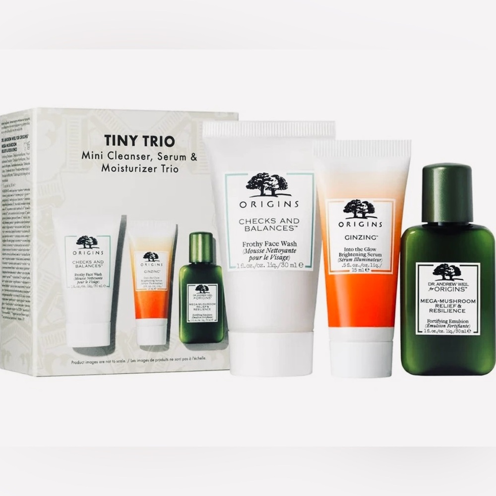 NIB Origins Tiny Trio Mini Cleanser, Serum & Moisturizer (Limited Edition)